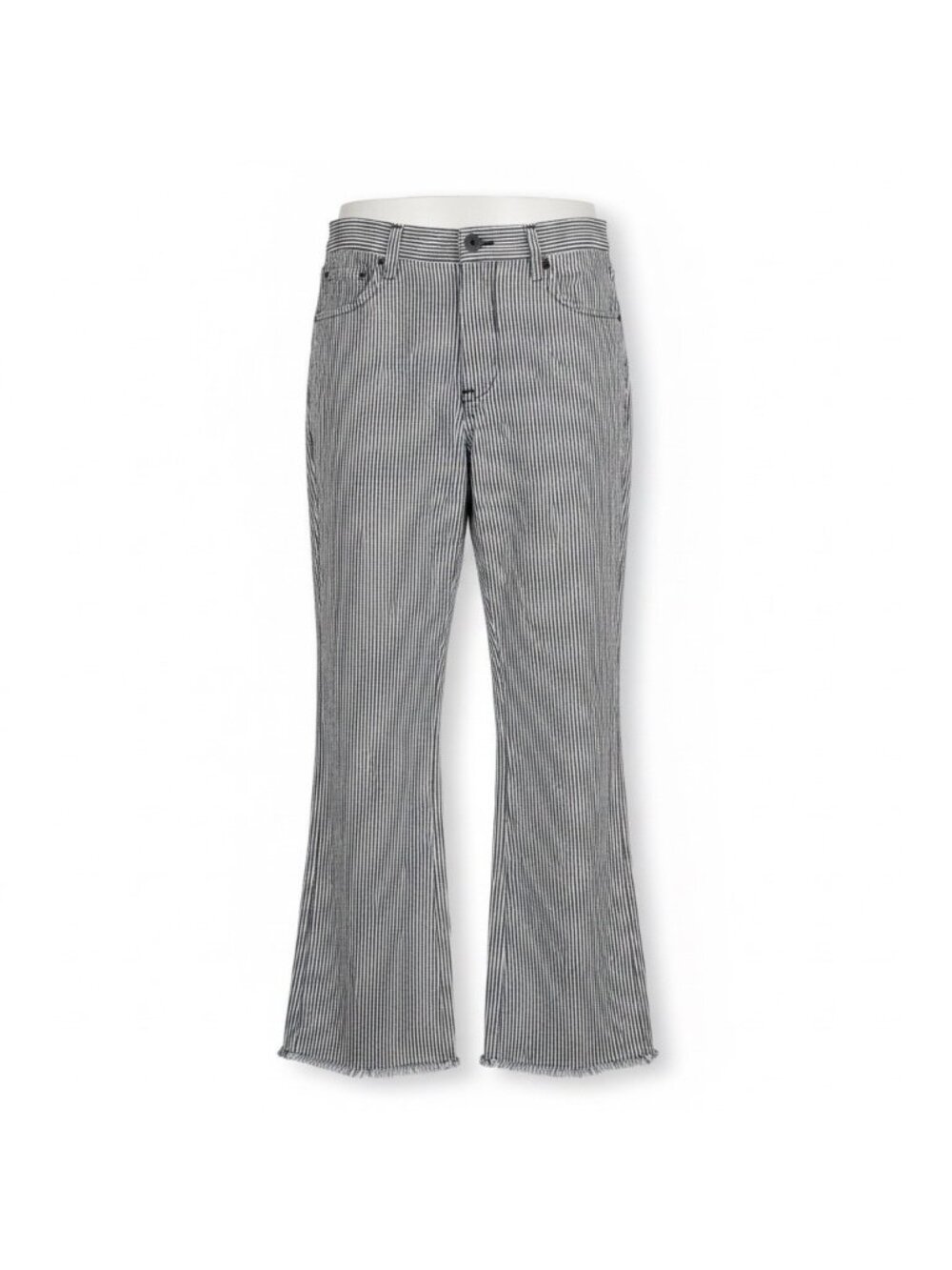 ATM Womens Black & White Stripe Cotton/Spandex Cropped Wide-Leg Pants Size 0